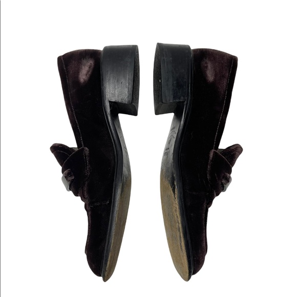 Prada | Y2K 90’s Vintage Brown Velvet Square Toe Chunky Logo Loafers 35.5 - Picture 6 of 12